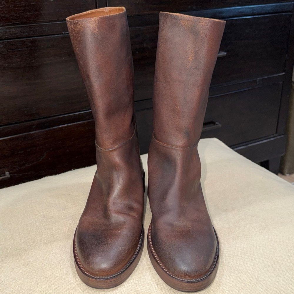 Marsell Tubetto Brown Leather Mid-Calf Women's Boots - Picture 2 of 10